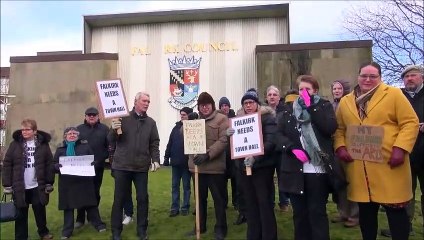 Falkirk Needs A Town Hall campaigners on the day of Falkirk Council budget