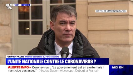 Coronavirus: "Pour le moment, le gouvernement fait le boulot, nous lui assurons notre soutien", déclare Olivier Faure (PS)