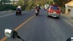 Hair-raising moment motorcyclist narrowly misses oncoming cars in the Philippines