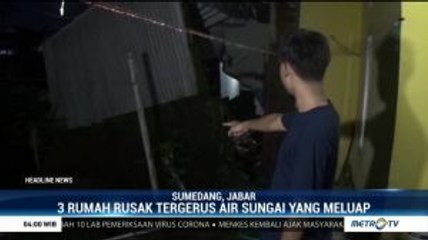 3 Rumah di Desa Mekar Jaya Rusak Tergerus Air Sungai