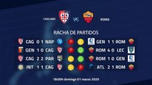 Previa partido entre Cagliari y Roma Jornada 26 Serie A