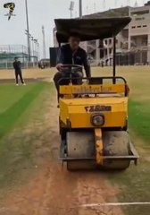 MS dhoni rides road roller, video goes viral