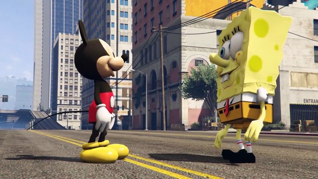 MICKEY MOUSE ENFRENTA BOB ESPONJA EM UM GRANDE DESAFIO - GTA 5 MODS