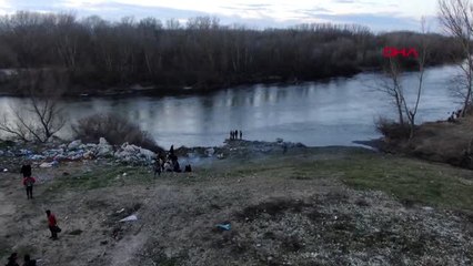 Edirne meriç'ten botlarla yunanistan'a geçenler havadan görüntülendi