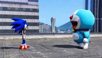 SONIC (O OURIÇO) CONTRA DORAEMON - BATALHA ÉPICA - GTA 5 MODS