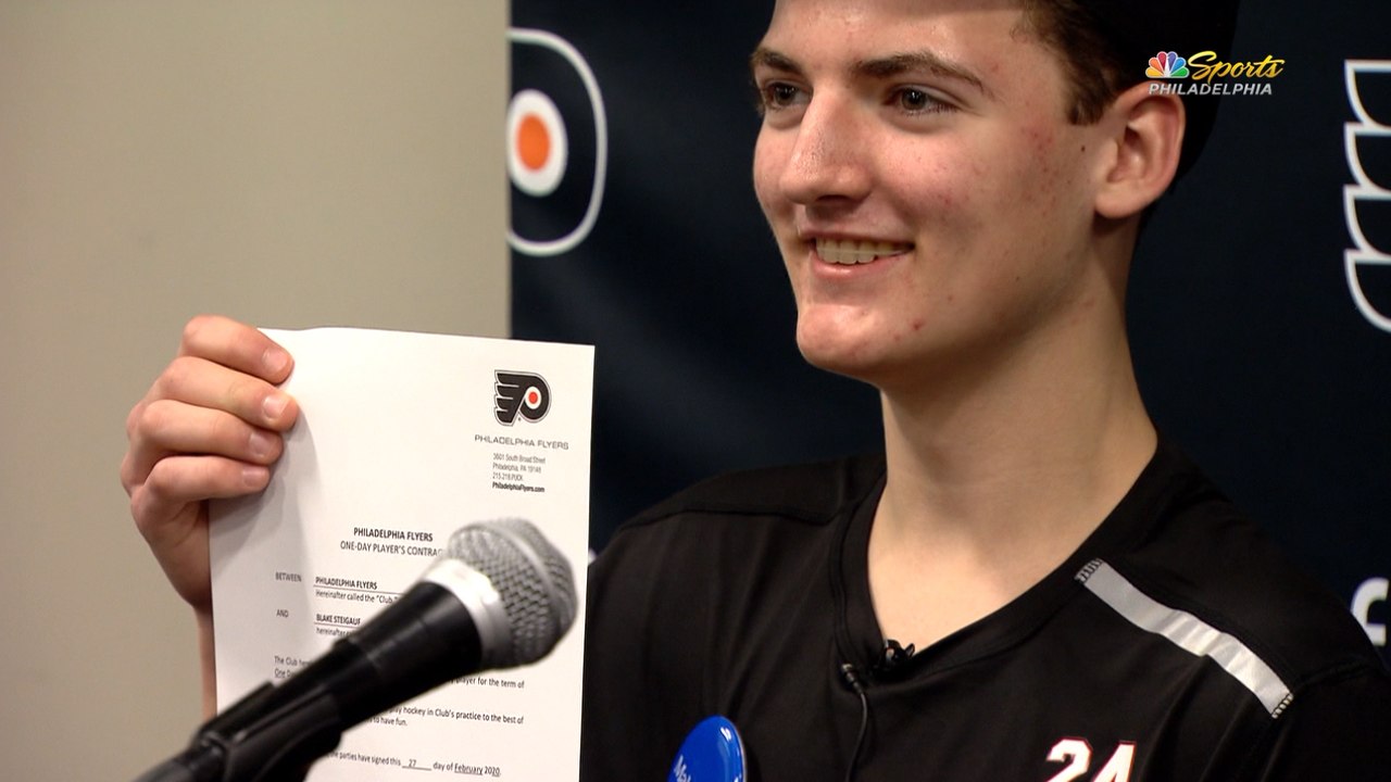 Blake Steigauf signs one-day contract with Flyers and reads starting lineup
