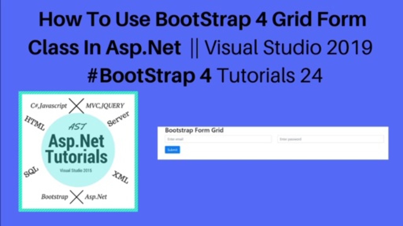 How to use bootstrap 4 grid form class in asp.net || visual studio 2019 #bootstrap 4 tutorials 24