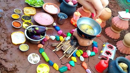 Masala Baigan aur Poori_| Tiny Poori Making_| Miniature Cooking_| Mini food Recipes_| Smallest Brinjal _