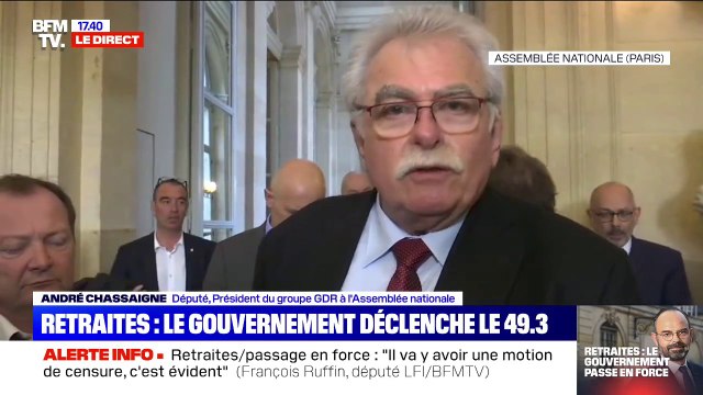 Retraites: André Chassaigne, groupe (GDR): Nous allons déposer une motion de censure avec les autres groupes de gauche