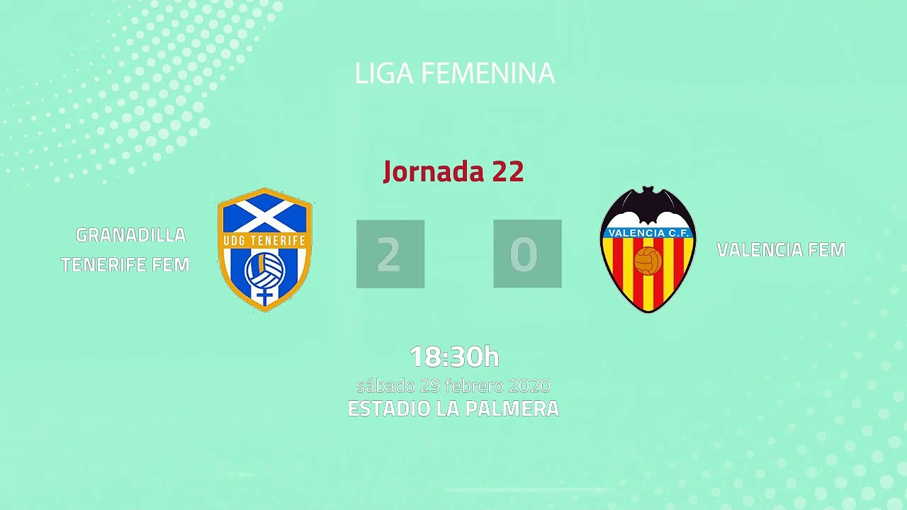 Resumen partido entre Granadilla Tenerife Fem y Valencia Fem Jornada 22 Primera División Femenina