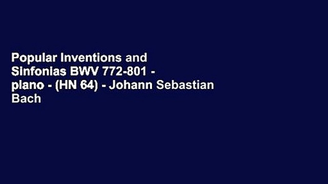 Popular Inventions and Sinfonias BWV 772-801 - piano - (HN 64) - Johann Sebastian Bach