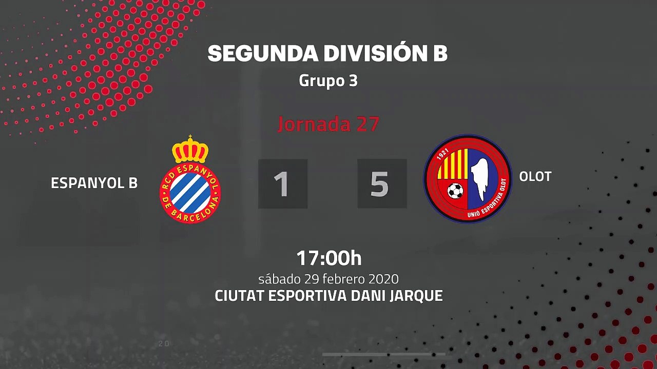 Resumen partido entre Espanyol B y Olot Jornada 27 Segunda División B