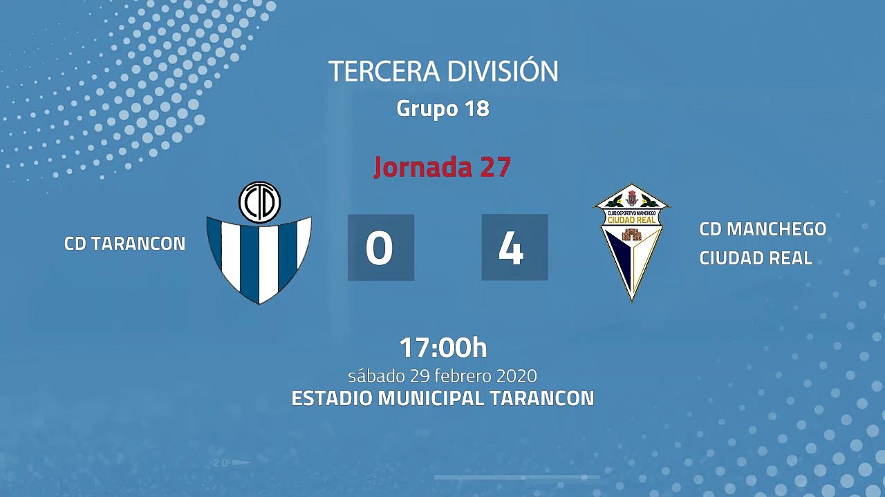 Resumen partido entre CD Tarancon y CD Manchego Ciudad Real Jornada 27 Tercera División