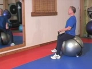 bounderball biceps curl with exercise tubing