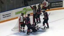 Donovan Buskey makes an incredible glove save Saturday in Medicine Hat