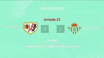 Resumen partido entre Rayo Vallecano Fem y Real Betis Fem Jornada 22 Primera División Femenina