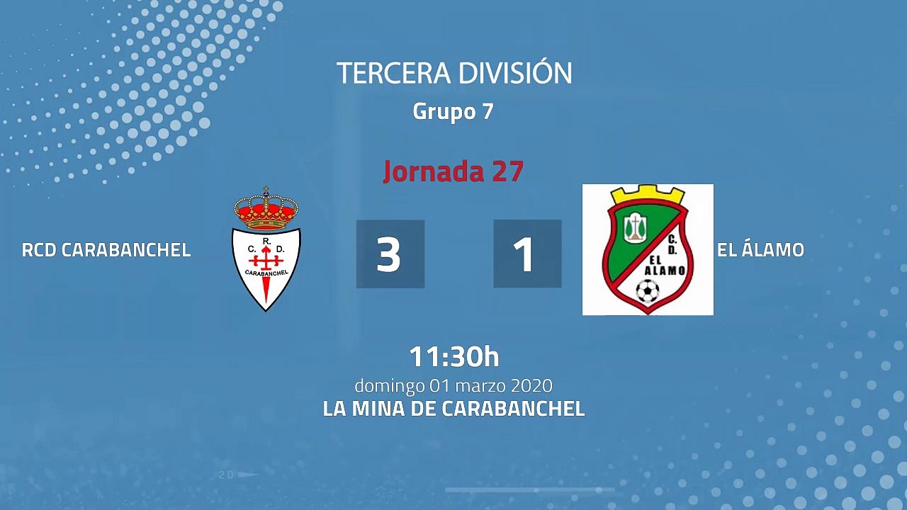 Resumen partido entre RCD Carabanchel y El Álamo Jornada 27 Tercera División