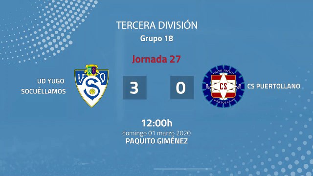 Resumen partido entre UD Yugo Socuéllamos y CS Puertollano Jornada 27 Tercera División