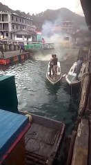 fire Gasoline jets of passenger speedboats