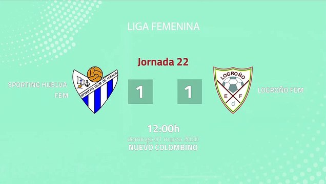 Resumen partido entre Sporting Huelva Fem y Logroño Fem Jornada 22 Primera División Femenina