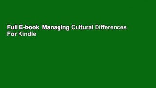 Full E-book  Managing Cultural Differences  For Kindle