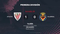 Resumen partido entre Athletic y Villarreal Jornada 26 Primera División