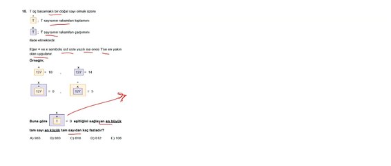 Sıradışı Analiz Yayınları TYT 7. Deneme Sınavı - Matematik 15.  Soru