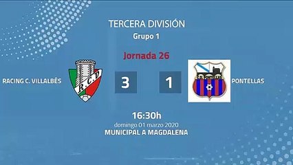 Resumen partido entre Racing C. Villalbés y Pontellas Jornada 26 Tercera División