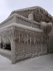 Ces maisons au bord du lac Erié aux USA sont piégées sous la glace