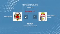 Resumen partido entre Mazarrón FC y Cartagena F.C. UCAM Jornada 27 Tercera División