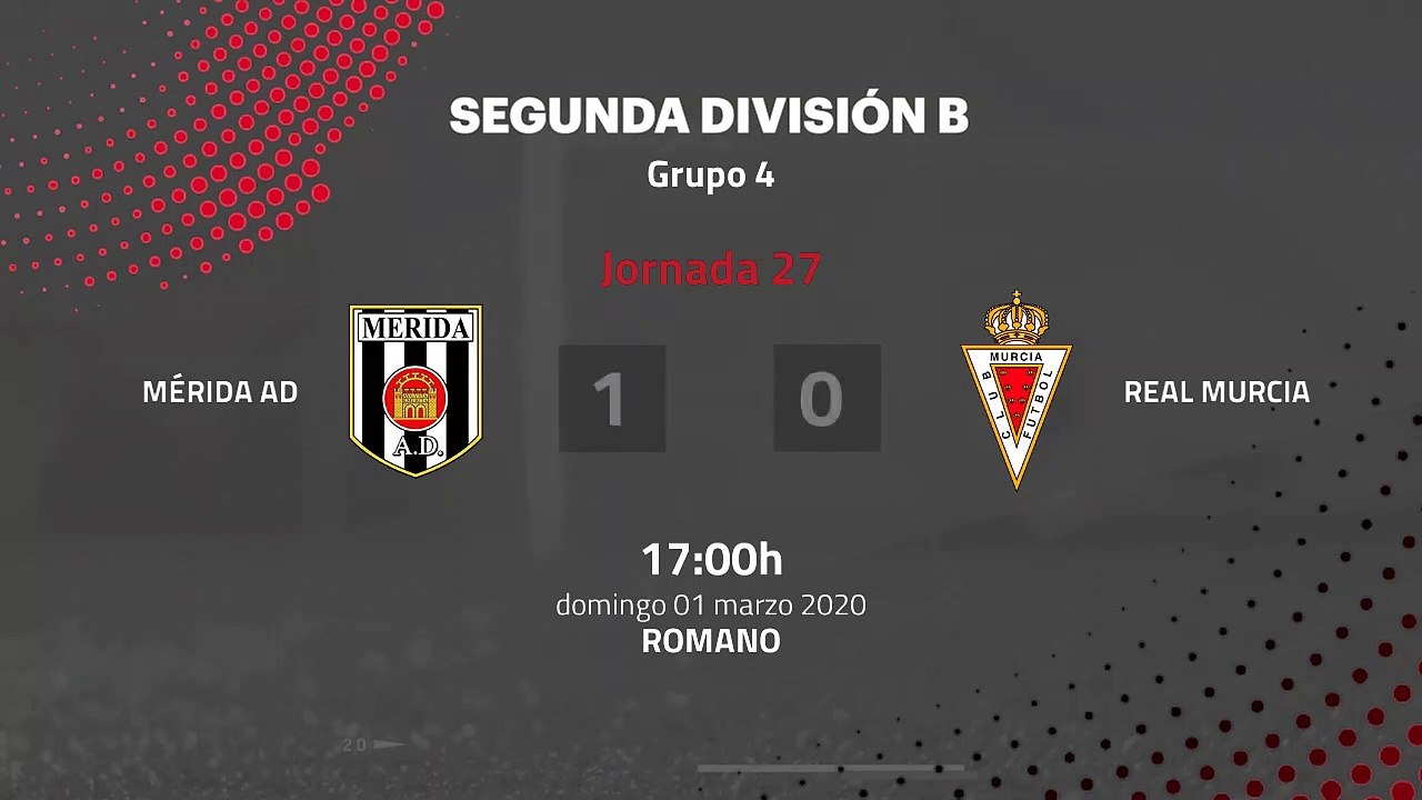 Resumen partido entre Mérida AD y Real Murcia Jornada 27 Segunda División B