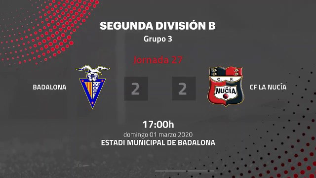 Resumen partido entre Badalona y CF La Nucía Jornada 27 Segunda División B