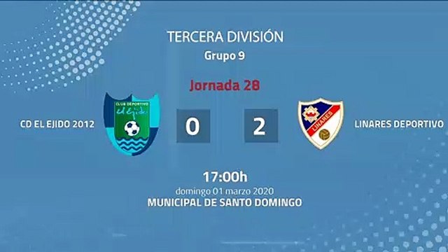 Resumen partido entre CD El Ejido 2012 y Linares Deportivo Jornada 28 Tercera División