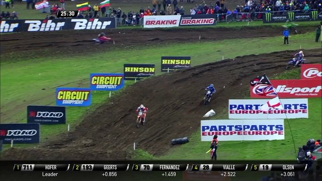 Jago Geerts vs Rene Hofer & Geerts crash - MXGP of Great Britain 2020 Race 2 - motocross