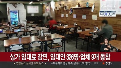 상가 임대료 감면, 임대인 326명·업체 9개 동참