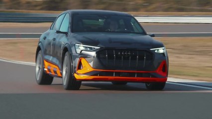 The new Audi e-tron S Sportback Driving on the track