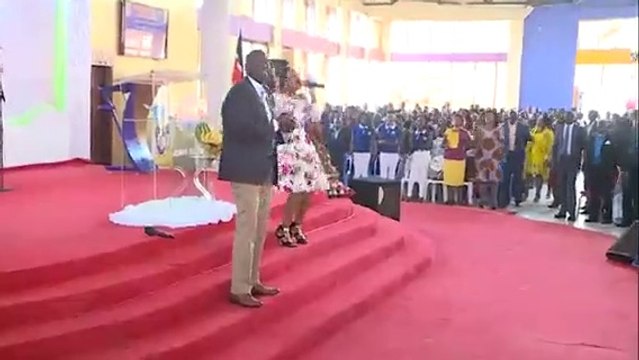 Deputy President William Ruto and her wife Rachel Ruto leads a Worship song.
