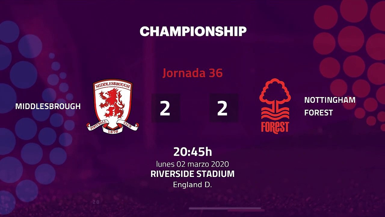 Resumen partido entre Middlesbrough y Nottingham Forest Jornada 36 Championship
