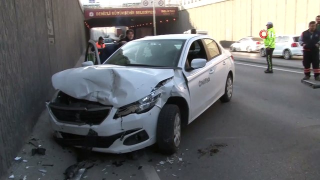Alt geçitte facianın eşiğinden dönüldü...Kontrolden çıkan otomobil karşı şeride geçip, 2 otomobile çarparak durabildi