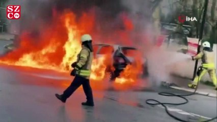 Uras Benlioğlu’nun aracının yandığı anlar kamerada