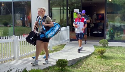 Kim Clijsters à l'entraînement le premier jour du tournoi Monterrey ( Mexique)