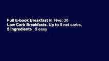 Full E-book Breakfast in Five: 30 Low Carb Breakfasts. Up to 5 net carbs, 5 ingredients   5 easy