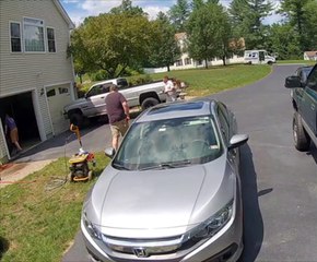 Delivery Driver Hightails It After Happy Dog Says Hello