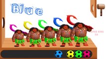 Learn Colors with Colorful Moana Maui Soccer Balls, Wooden Face Hammer Xylophone, Colors for Kids