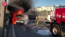 Haliç Köprüsü'nde araç yangını: Trafik felç oldu