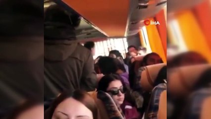 Otobüste öğrenciler ile görevlinin ‘fazla ücret’ tartışması kamerada