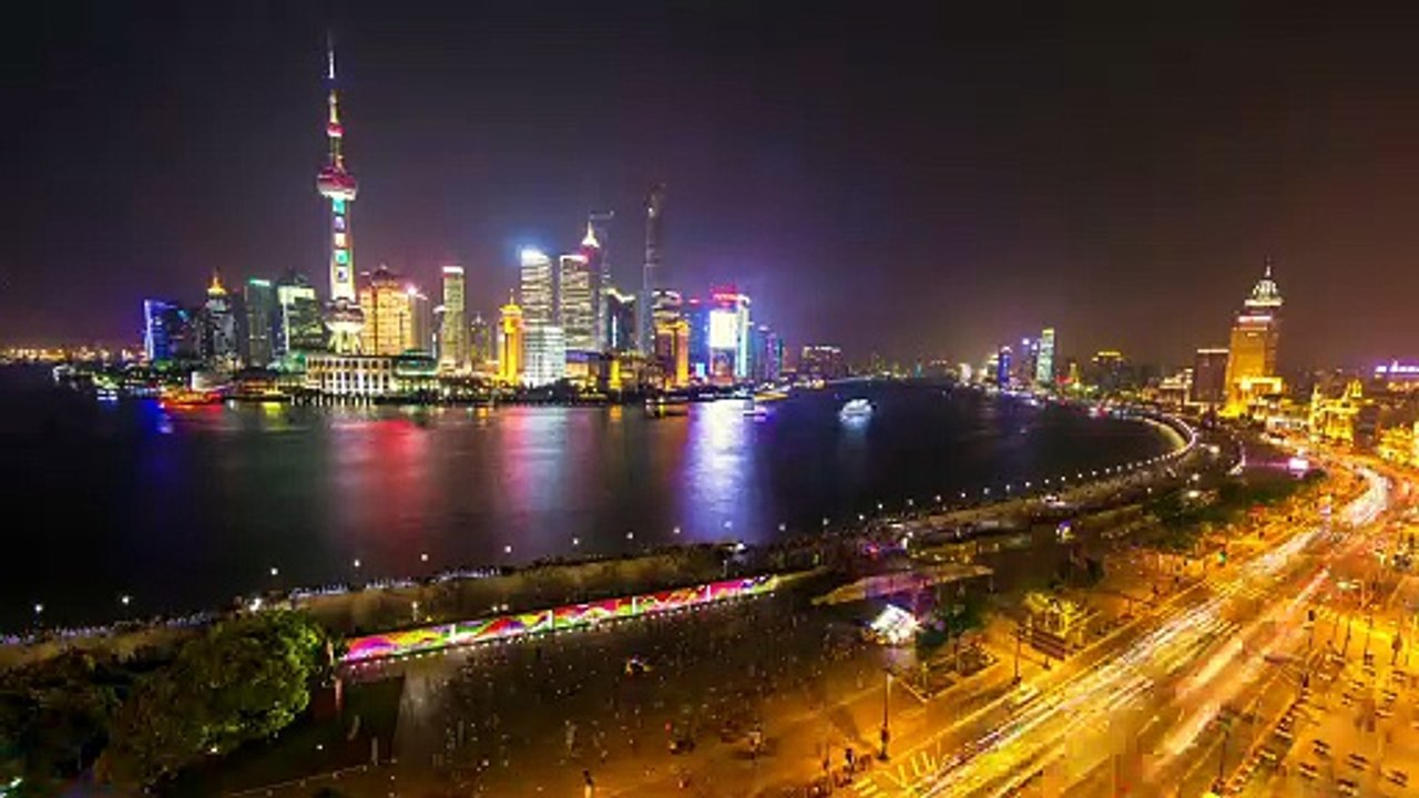 Stock Video - Shanghai city skyline timelapse at night in 4K - Stock Video Footage