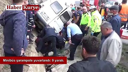 Minibüs şarampole yuvarlandı 9 yaralı