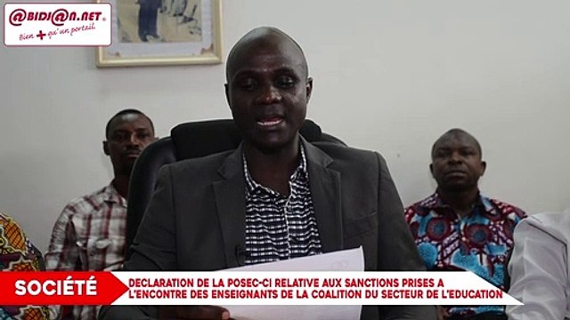 DECLARATION DE LA POSEC-CI RELATIVE AUX SANCTIONS PRISES A L’ENCONTRE DES ENSEIGNANTS DE LA COALITION DU SECTEUR DE L’EDUCATION