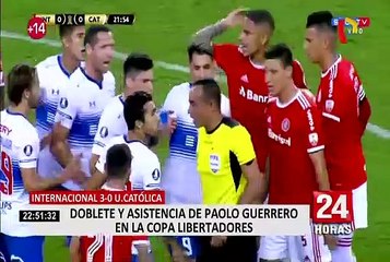 Download Video: Con doblete y asistencia de Guerrero, Internacional goleó a la U. Católica en Copa Libertadores